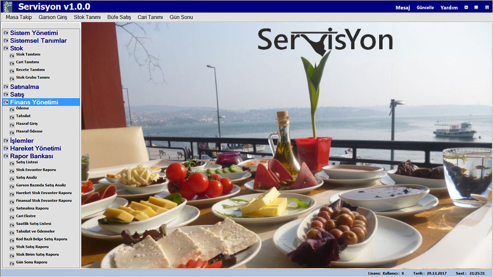 Servisyon - Restoran programi ana ekran